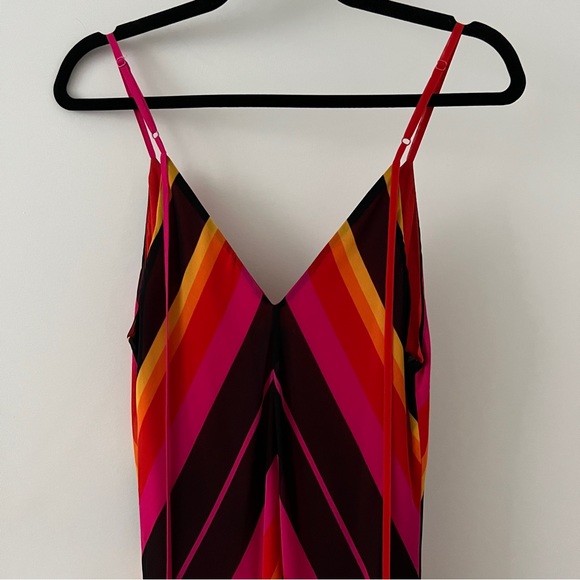 Christopher John Rogers x Target Red Orange Yellow Chevron Slip Dress in Size 10 - Picture 4 of 5